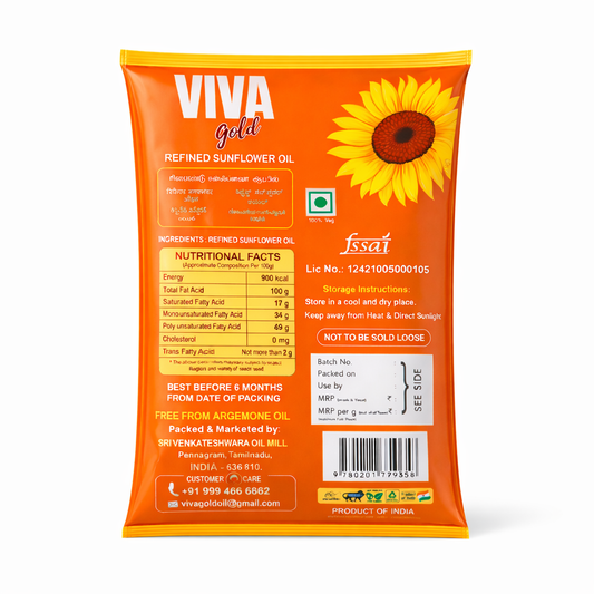 Viva Gold Refined Sunflower Oil 1L