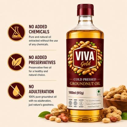 Viva Gold Cold Pressed Groundnut Oil 1L Bottle Pure