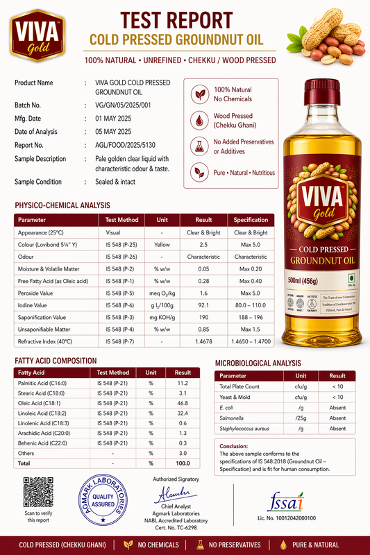 Cold Pressed Chekku Groundnut Oil 1L