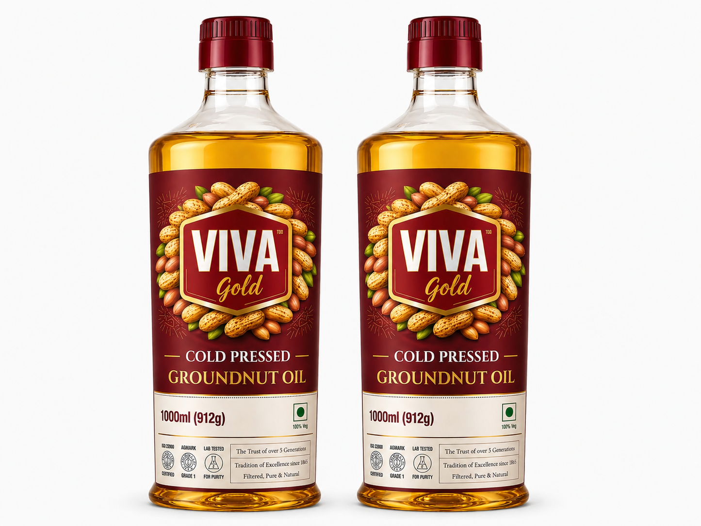 Viva Gold Cold Pressed Groundnut Oil 1L Bottle