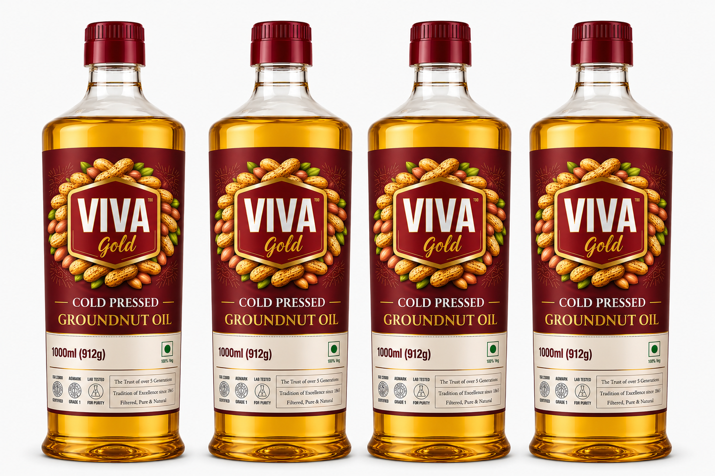 Viva Gold Cold Pressed Groundnut Oil 1L Bottle